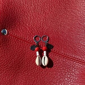 Venetian Red Cowrie seashell Earrings